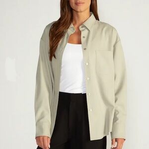 BYLT NWT Millie Relaxed Pinstripe Button Down Shirt Top Dry Sage Office Small S